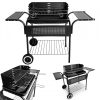 Kerti grill, fém polcokkal, állítható rács, görgők