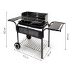 Kerti grill, fém polcokkal, állítható rács, görgők