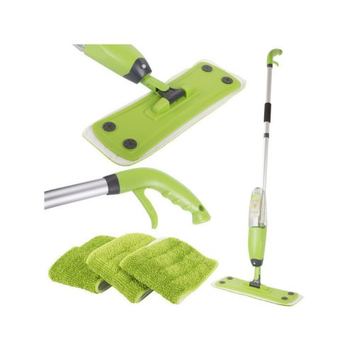 Lapos felmosó mosóval, forgatható fejjel, szilárd spray-vel, 3 db cserepatronnal